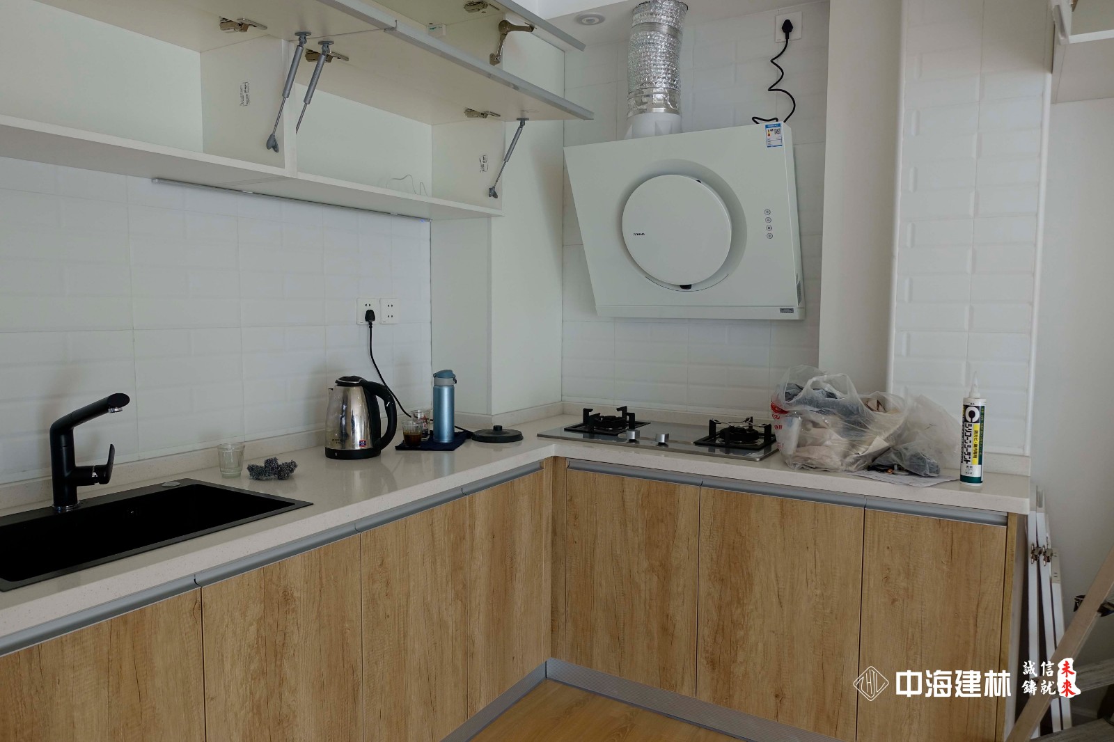 旧房装修改造70平米一居室现代简约风格装修实景案例-开放式厨房实景图